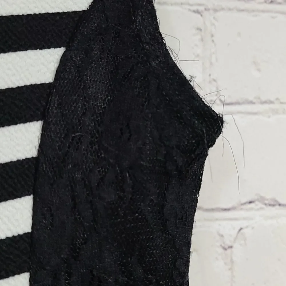 Tween Black White Stripe Jacquard Lace Peplum Dress Bodycon Party Holiday Girls
